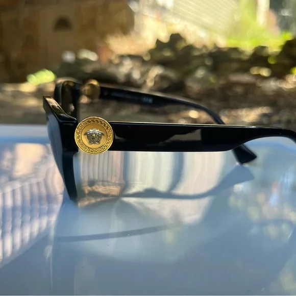 Versace Black Sunglasses with Gold Medallion - Picture 2 of 12